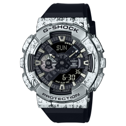 Casio G-SHOCK 110 系列油漬搖滾不鏽鋼錶圈指針數碼手錶 GM-110GC-1A