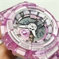 Casio G-SHOCK 遨遊未來粉色半透明女士指針數碼手錶 GMA-S110VW-4A
