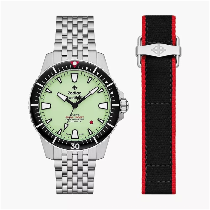 Zodiac × RedBar Super Sea Wolf Pro-Diver 限量200枚超強夜光錶盤男士自動機械手錶 ZO3559