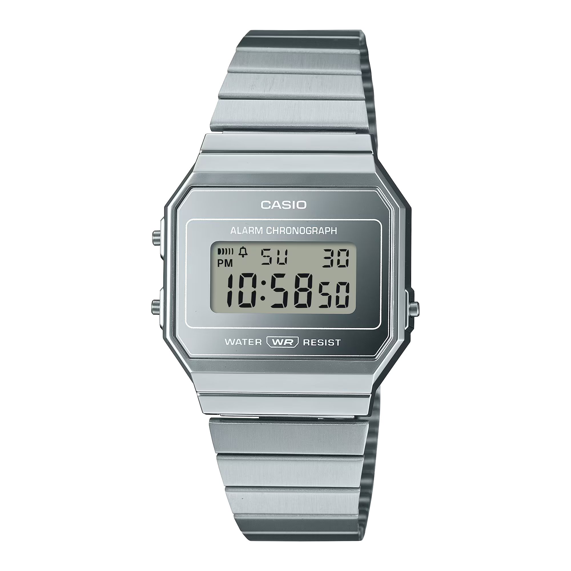 Casio GENERAL LINE 復古優雅銀色不鏽鋼數位手錶 A700WEV-7A