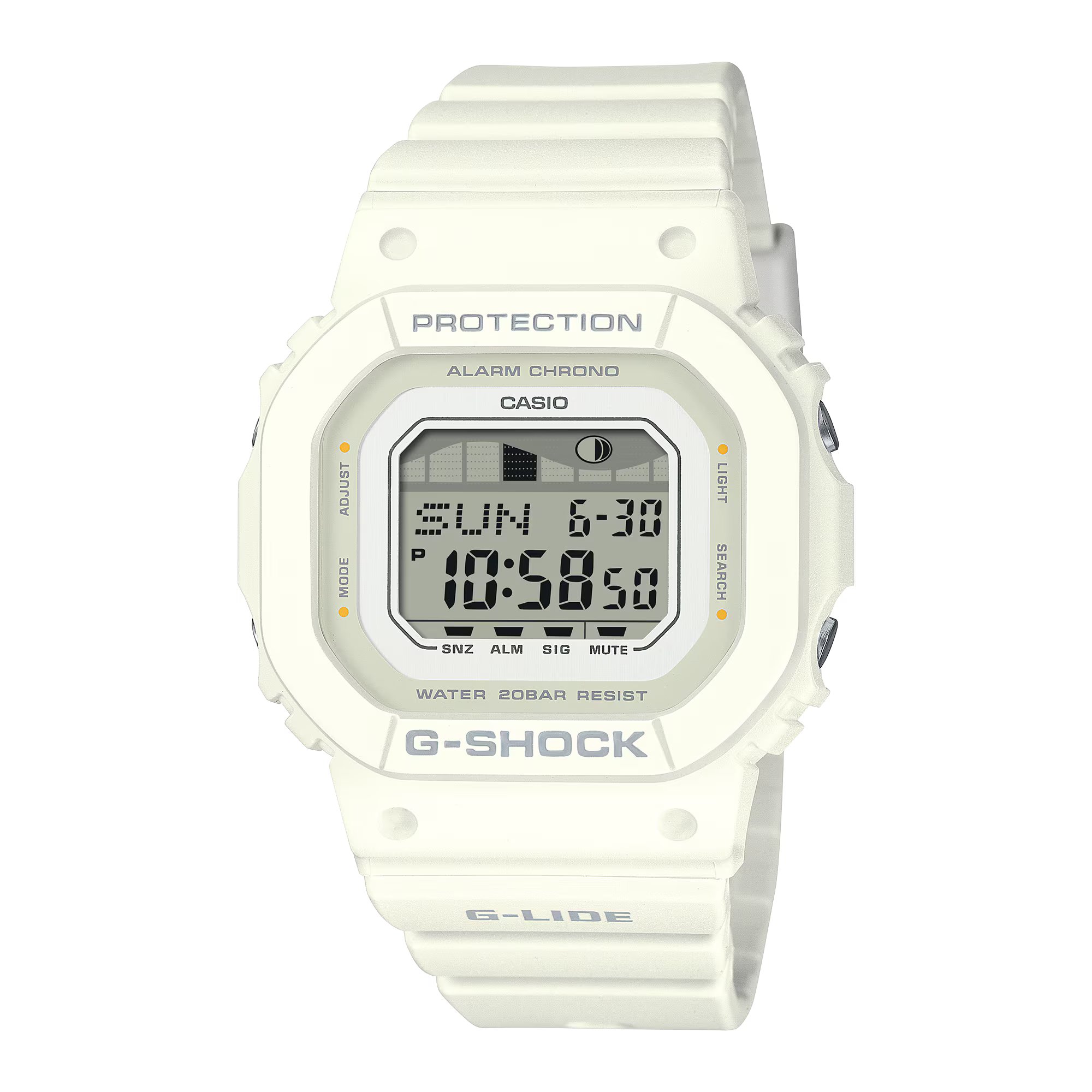 Casio G-SHOCK G-LIDE 白色滑浪愛好者潮汐月相功能女士運動手錶 GLX-S5600-7B
