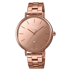 Casio SHEEN 全鏡面玫瑰金色指針女士石英手錶 SHE-4544PG-4A