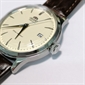 Orient Bambino Date Ⅱ 系列日期顯示白色錶盤真皮表帶男士自動機械手錶 RA-AC0M04Y30B
