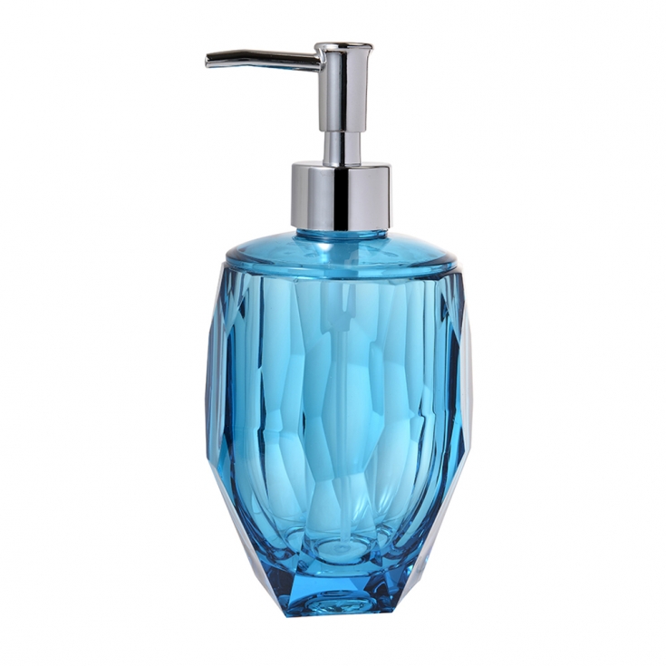 blue soap dispenser