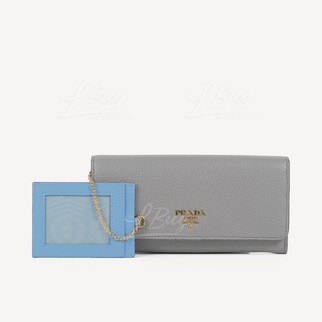 Prada Daino Colour Grey Long Wallet Card Holder
