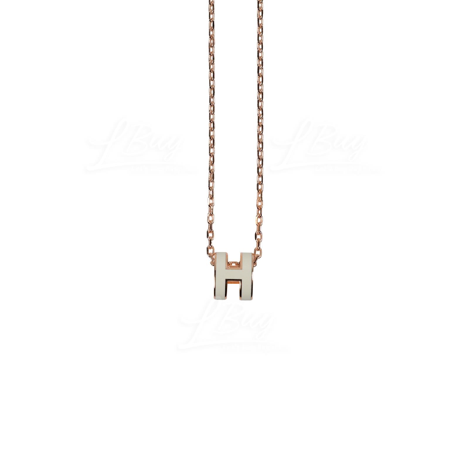 Hermès : Hermes Mini Pop H Necklace 項鍊 白色配玫瑰金色-商品詳情 | LBuy