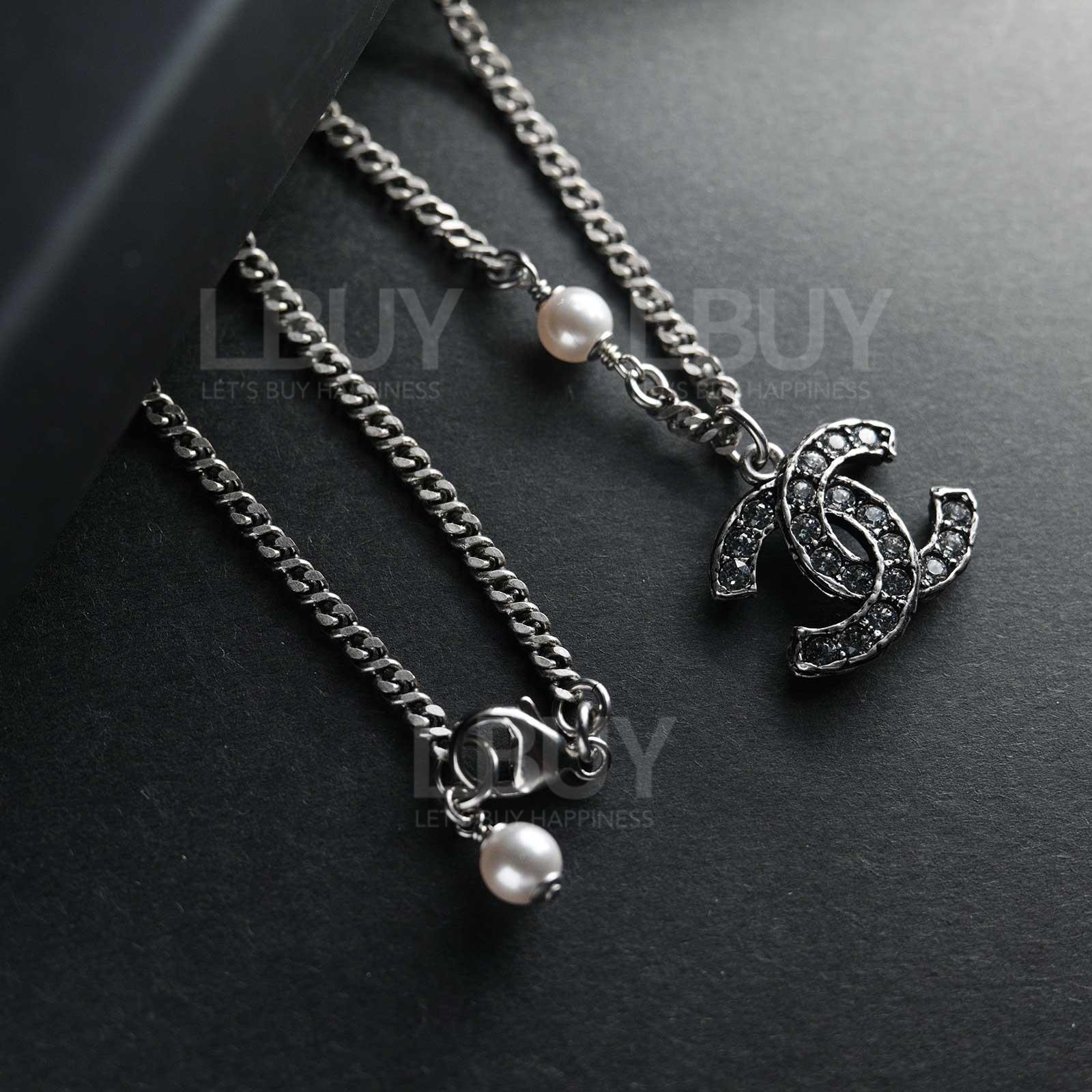 Chanel Silver CC Logo Necklace-Overview 