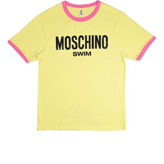 Moschino Swim 粉紅圍領Logo 短袖T恤 黃色