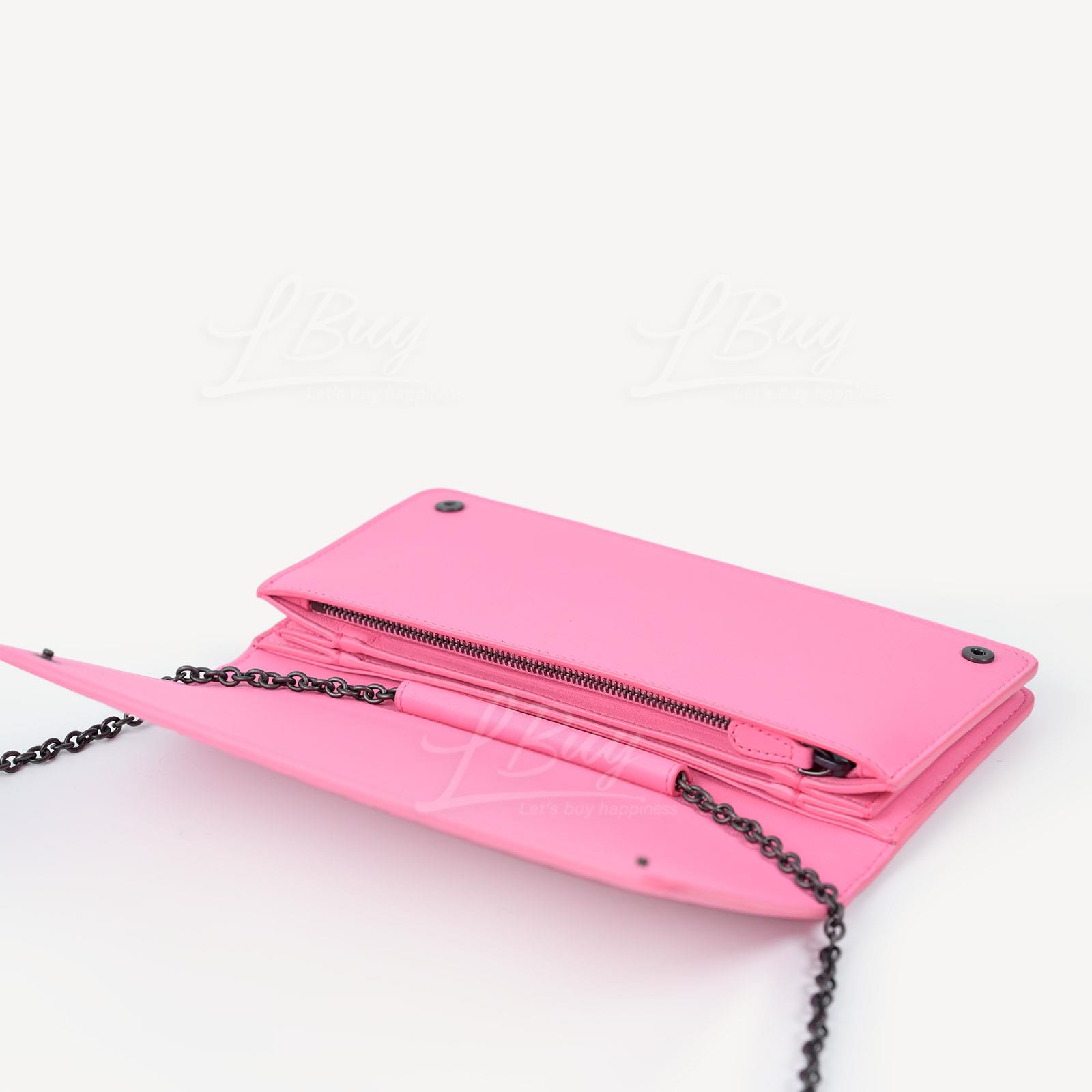 BOTTEGA VENETA-Bottega Veneta Pink Long Wallet On Chain