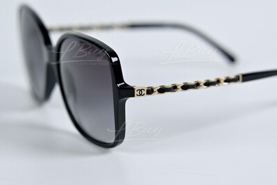 CHANEL-Chanel Timeless Classic Leather Chain Square Sunglasses