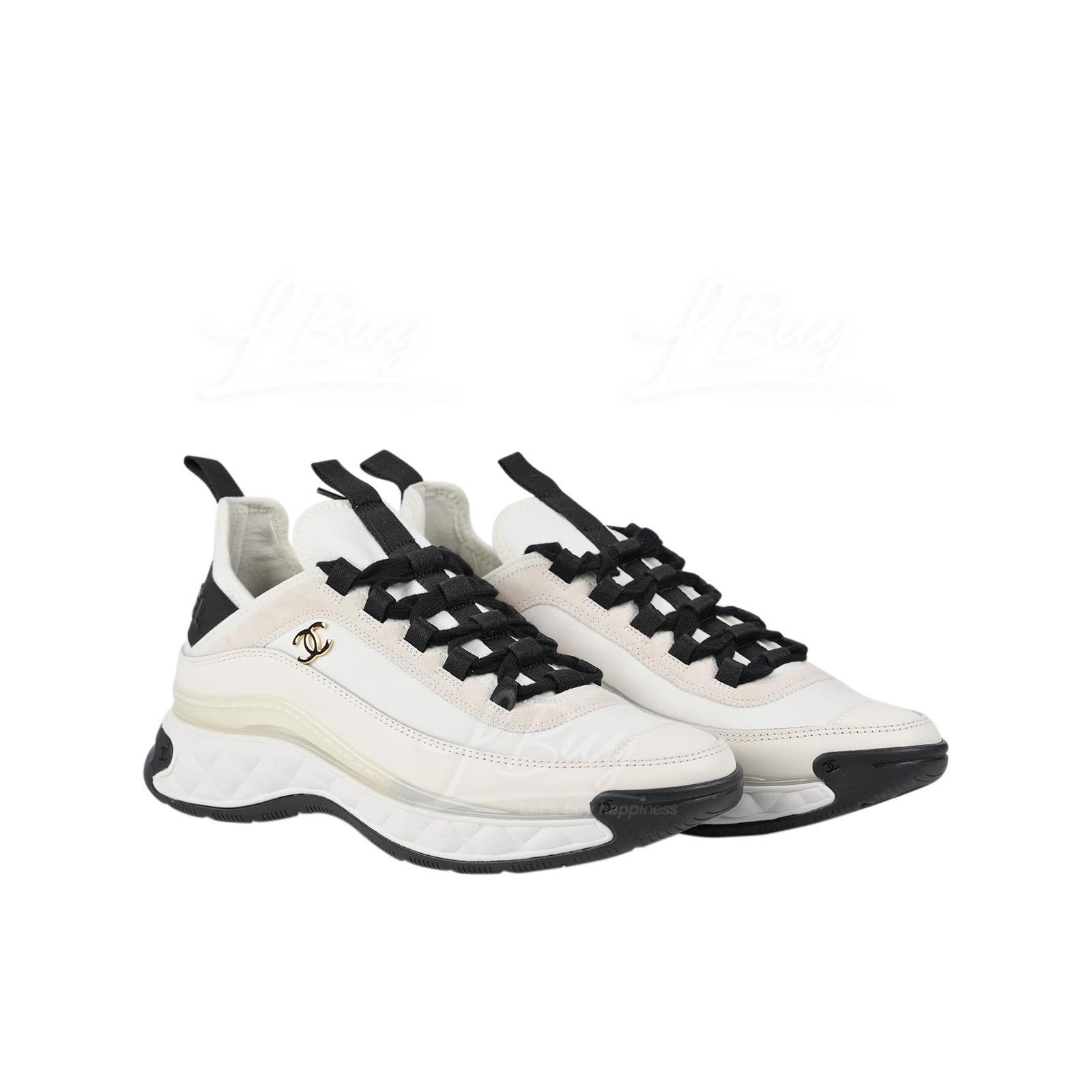 Chanel Black and White Suede Calfskin Sneaker