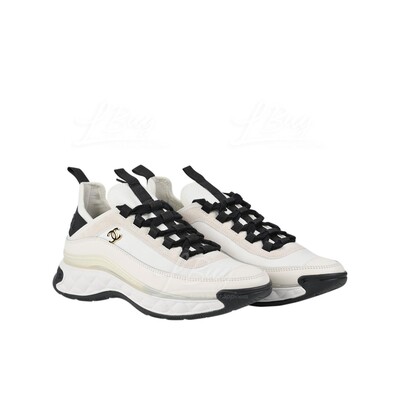 CHANEL-Chanel and White Suede Calfskin Sneaker