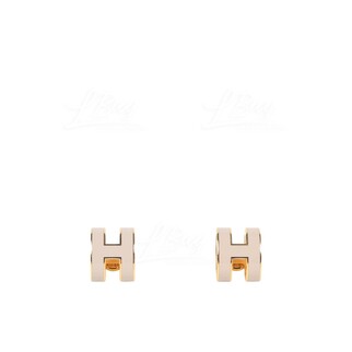 Hermes Pop H Earrings Marron Glace with Gold Hardware