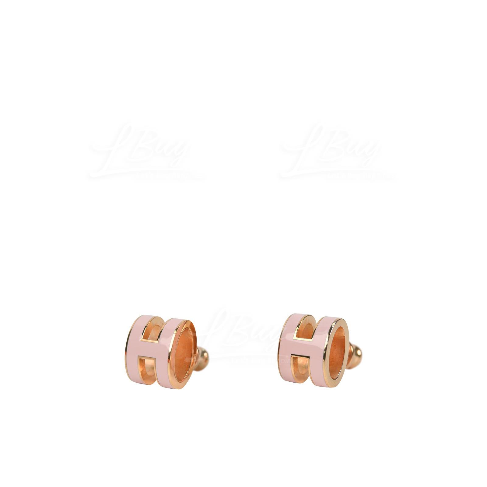 Hermes Pop H Earrings Rose Dragee with Rose Gold Plated Hardware