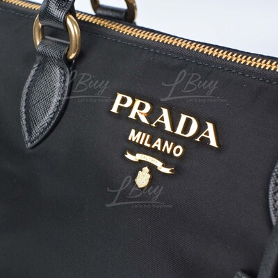 PRADA-Prada Tessuto Saffiano Nylon Black Tote Bag Crossbody Bag