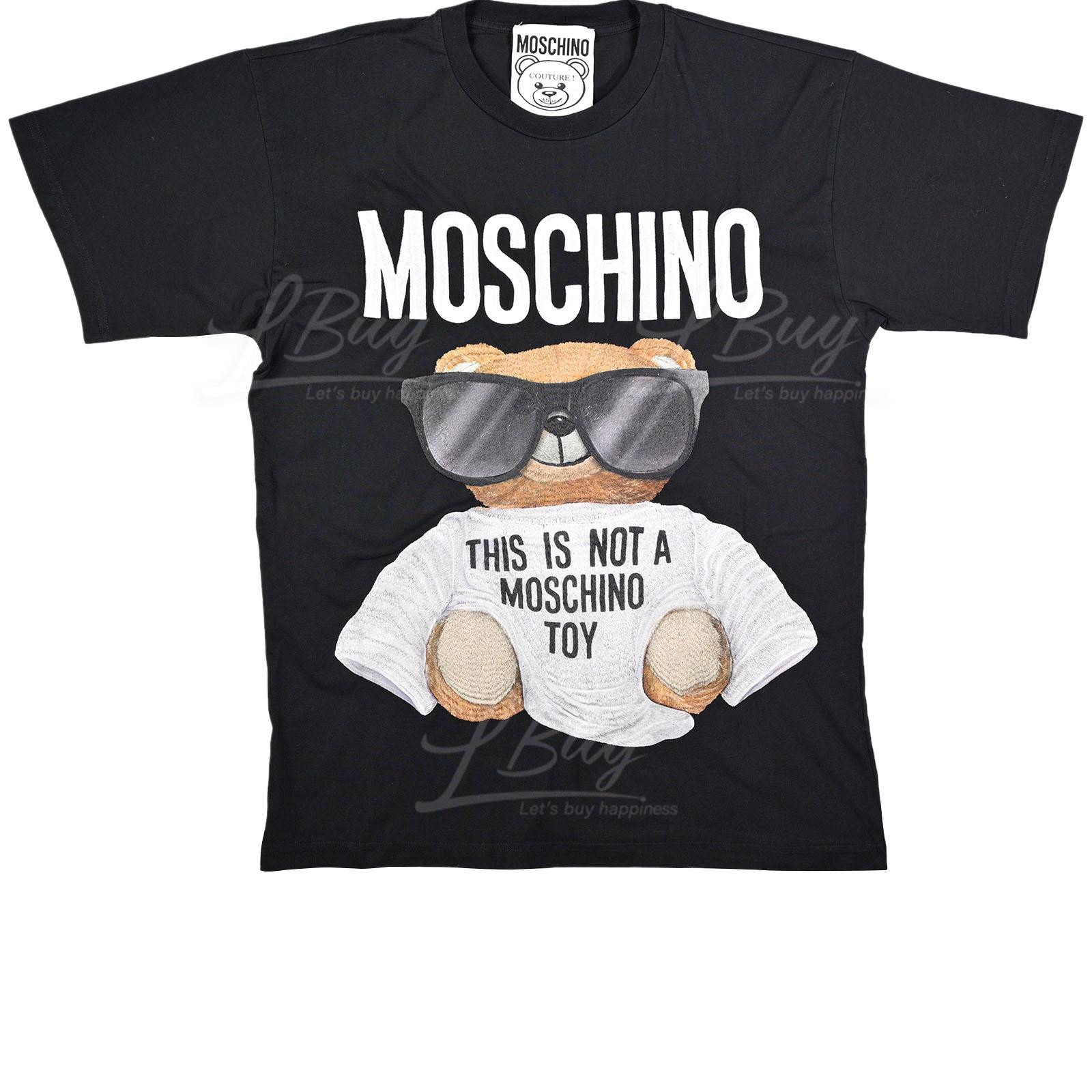 Moschino Couture 太阳眼镜刺绣泰迪熊Logo短袖T恤 黑色
