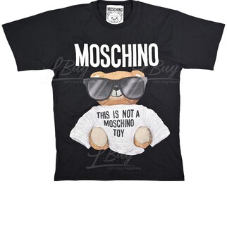 Moschino Couture 太陽眼鏡刺繡泰迪熊Logo短袖T恤 黑色