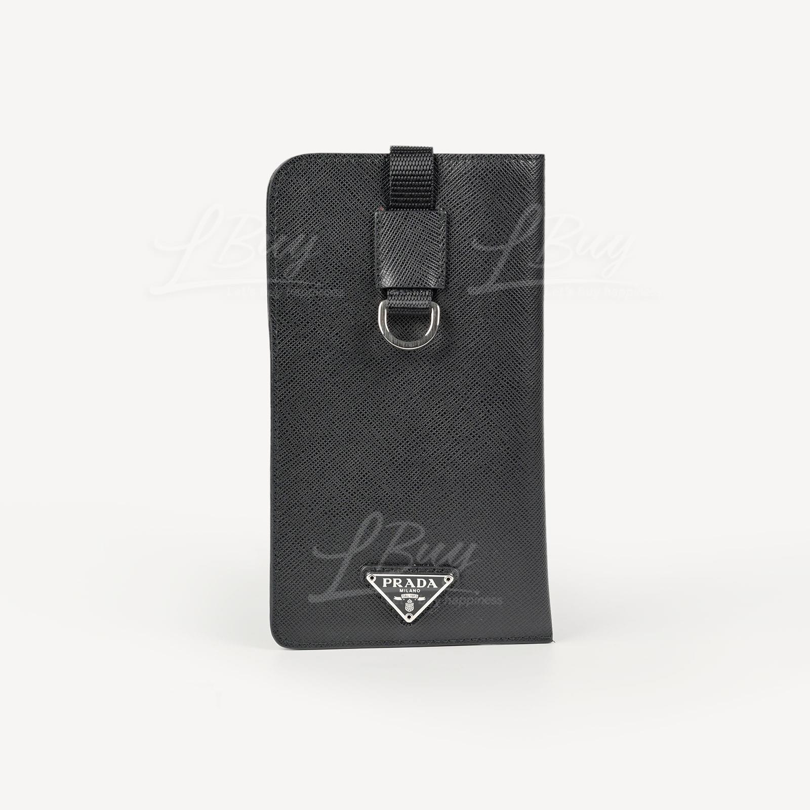 Prada Saffiano Leather Card Holder Smartphone Case with Strap 2ZH095