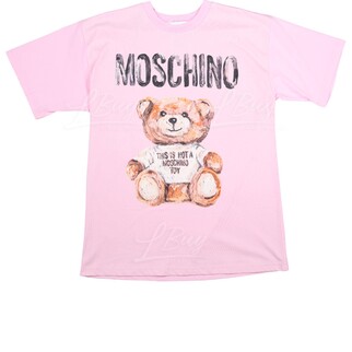 Moschino Couture 油畫泰迪熊Logo 短袖T恤 粉紅色