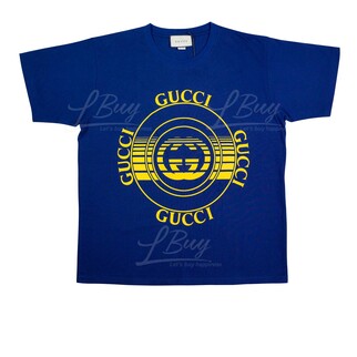 Gucci GG Logo 男士棉質短袖T恤 深藍色