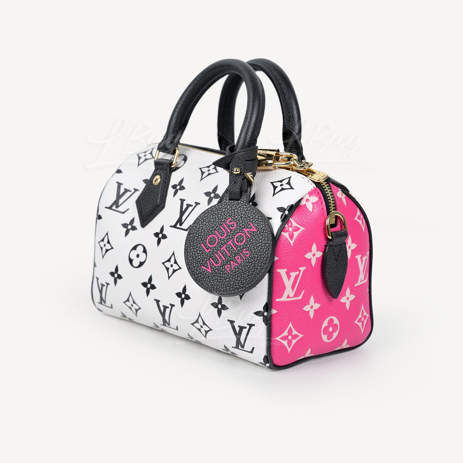 Louis Vuitton speedy Bandouliere 20 Bag Black Pink White Leather ref.495888  - Joli Closet