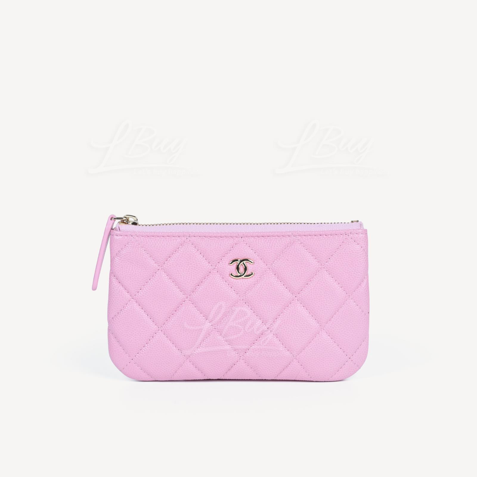 CHANEL-Chanel Classic Zipper Coinsbag Mini Pouch Pink with Gold Tone Metal  A82365