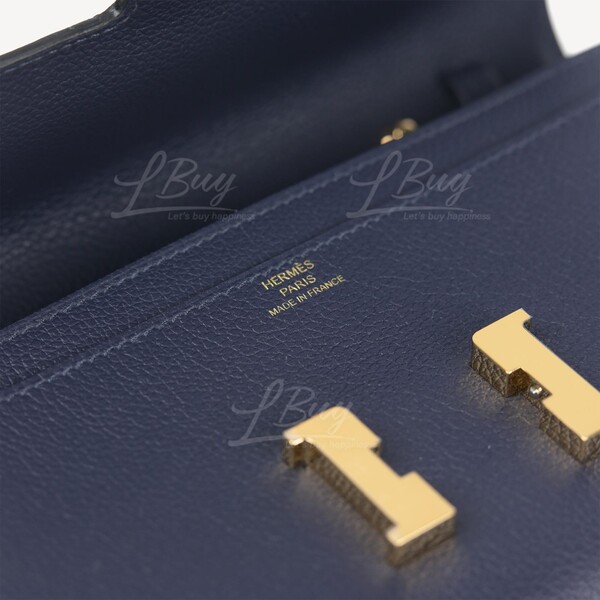 Hermes Constance Long To Go Wallet In Bleu Nuit, Navy Blue And