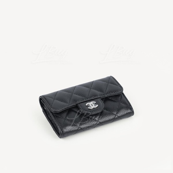 CHANEL-Chanel Classic Small Flap Wallet Card Holder Black with