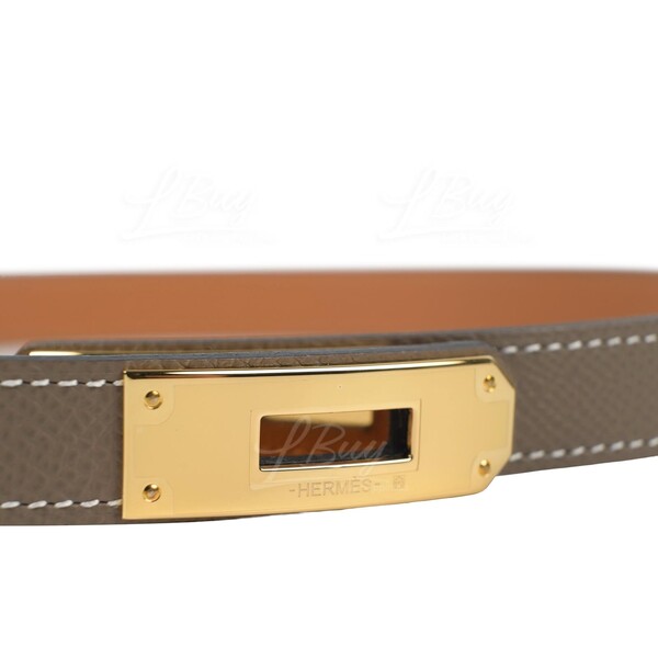 Hermes Kelly Belt Adjustable Size - Etoupe Color - Gold Hardware - Brand New