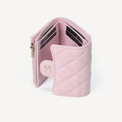 Classic Small Flap Wallet Light Pink with Gold Tone AP0712