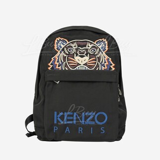 KENZO Blue and White Embroidered Tiger Print Backpack Black