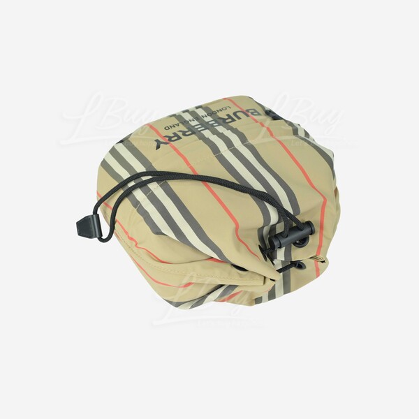 Burberry logo print icon cheap stripe nylon drawcord pouch