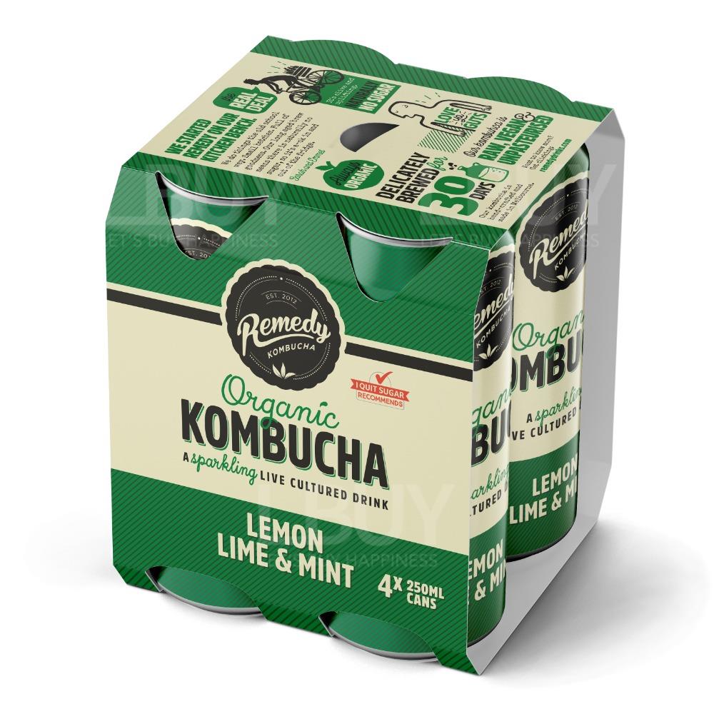 澳洲有机红茶菌 (康普茶) 饮品 - 薄荷柠檬(4罐x250ml)