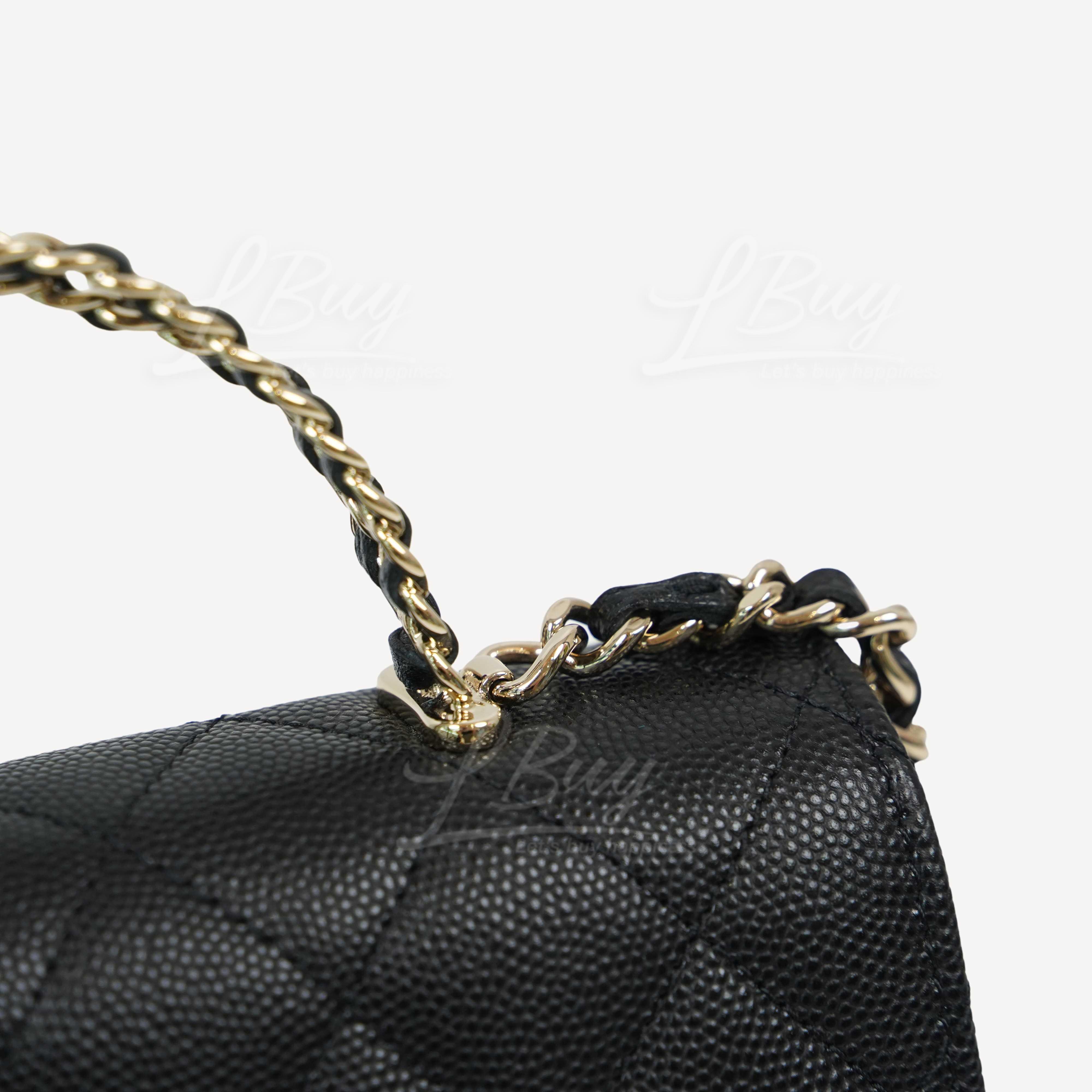 Chanel AP3238 Flap Chain Bag With Handle Green Calfskin Gold in 2023