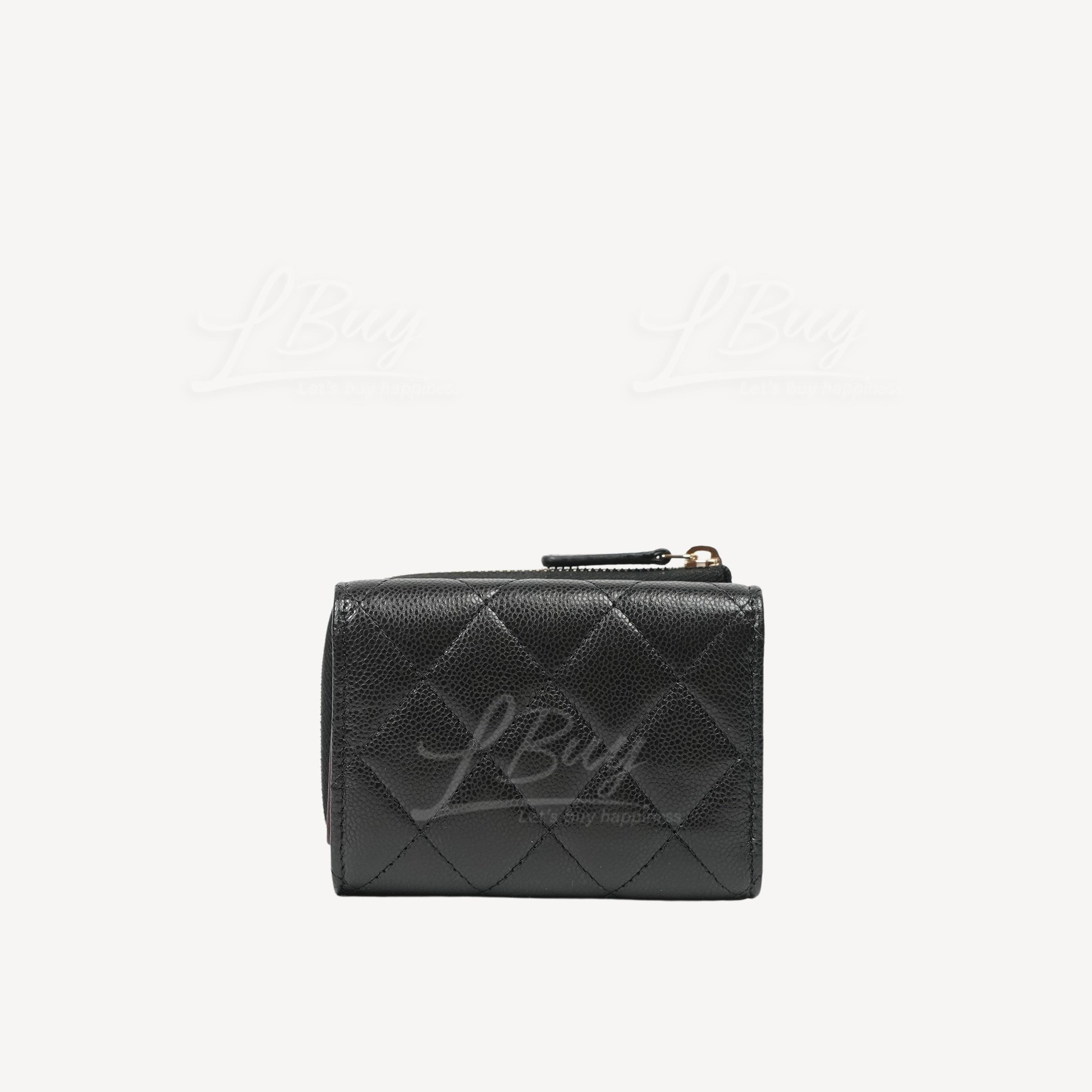 CHANEL Classic Small Flap Zip Wallet Caviar Leather Black AP3177