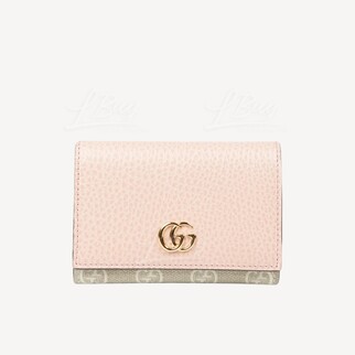 Gucci GG Logo Marmont Leather Card holder Pink 739525