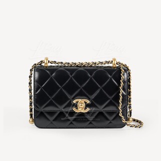 Chanel Calfskin 19cm Flap Bag Black AS2615