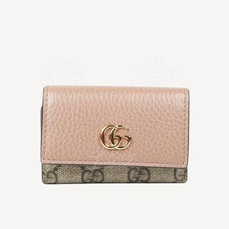 Gucci GG Logo Marmont Leather Key Case Dusty Pink 456118