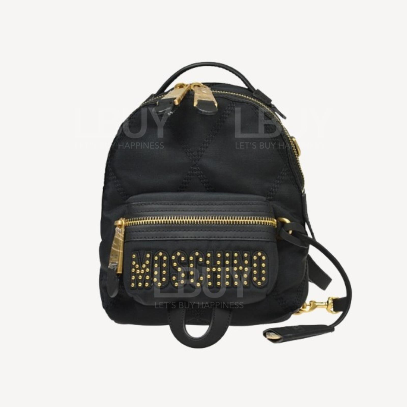 Moschino 黑色logo鉚釘迷你雙肩包