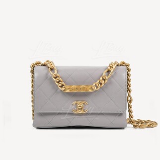 Chanel Metal Chain Grey Flap Bag AS2711