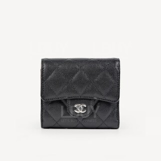 Chanel經典款細號垂蓋銀包 銀扣 AP0712