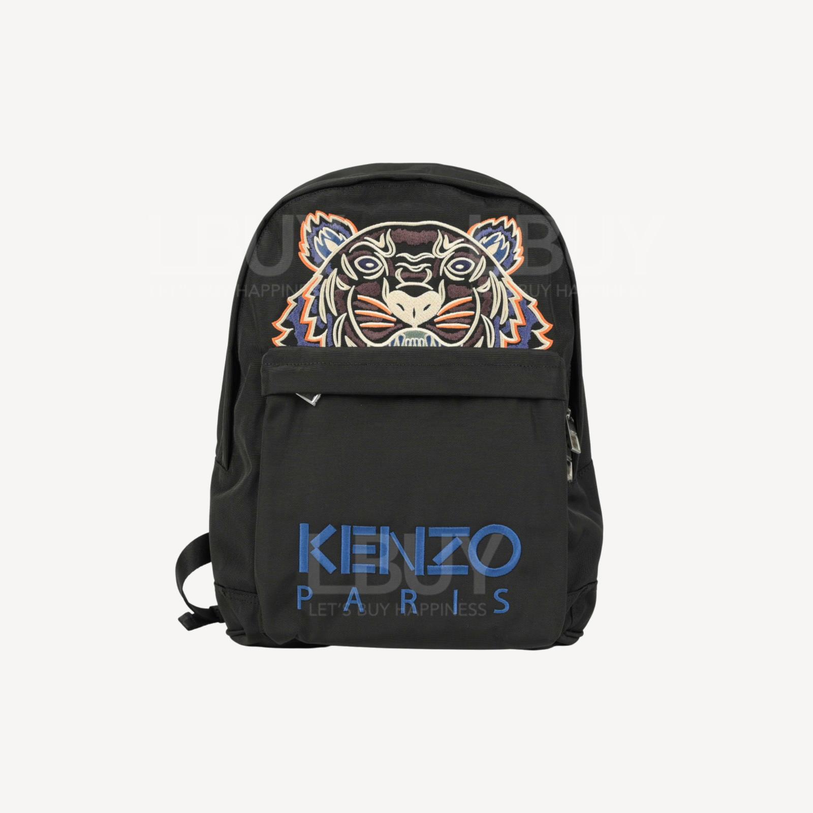 KENZO 藍白刺繡老虎印花背囊 黑色