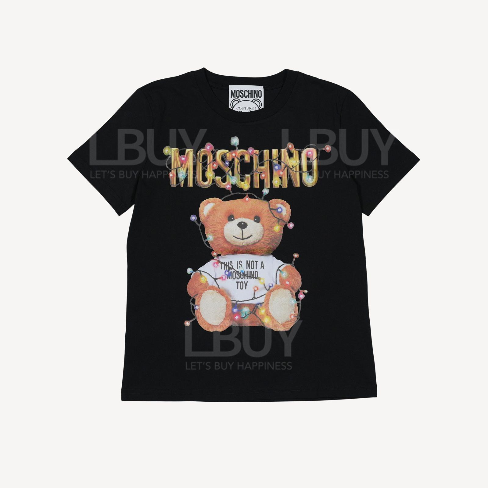 Moschino Couture 彩燈Logo 泰迪熊短袖T恤 黑色