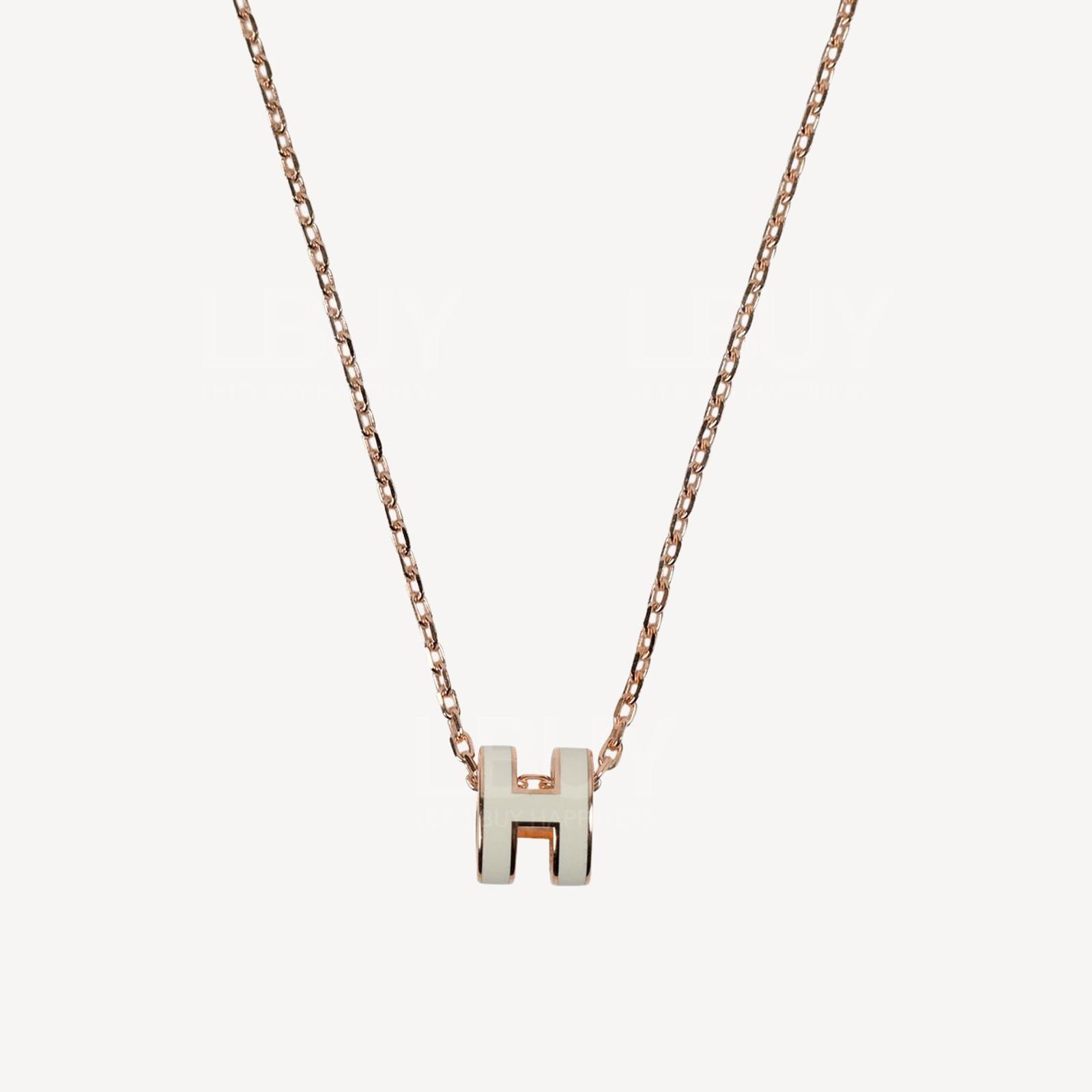 Hermes Mini Pop H Necklace 項鍊 白色配玫瑰金色