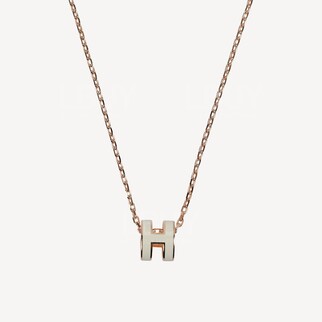 Hermes Mini Pop H Necklace 項鍊 白色配玫瑰金色