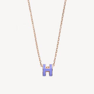 Hermes Mini Pop H Necklace 项链 Lilas 丁香紫配玫瑰金色