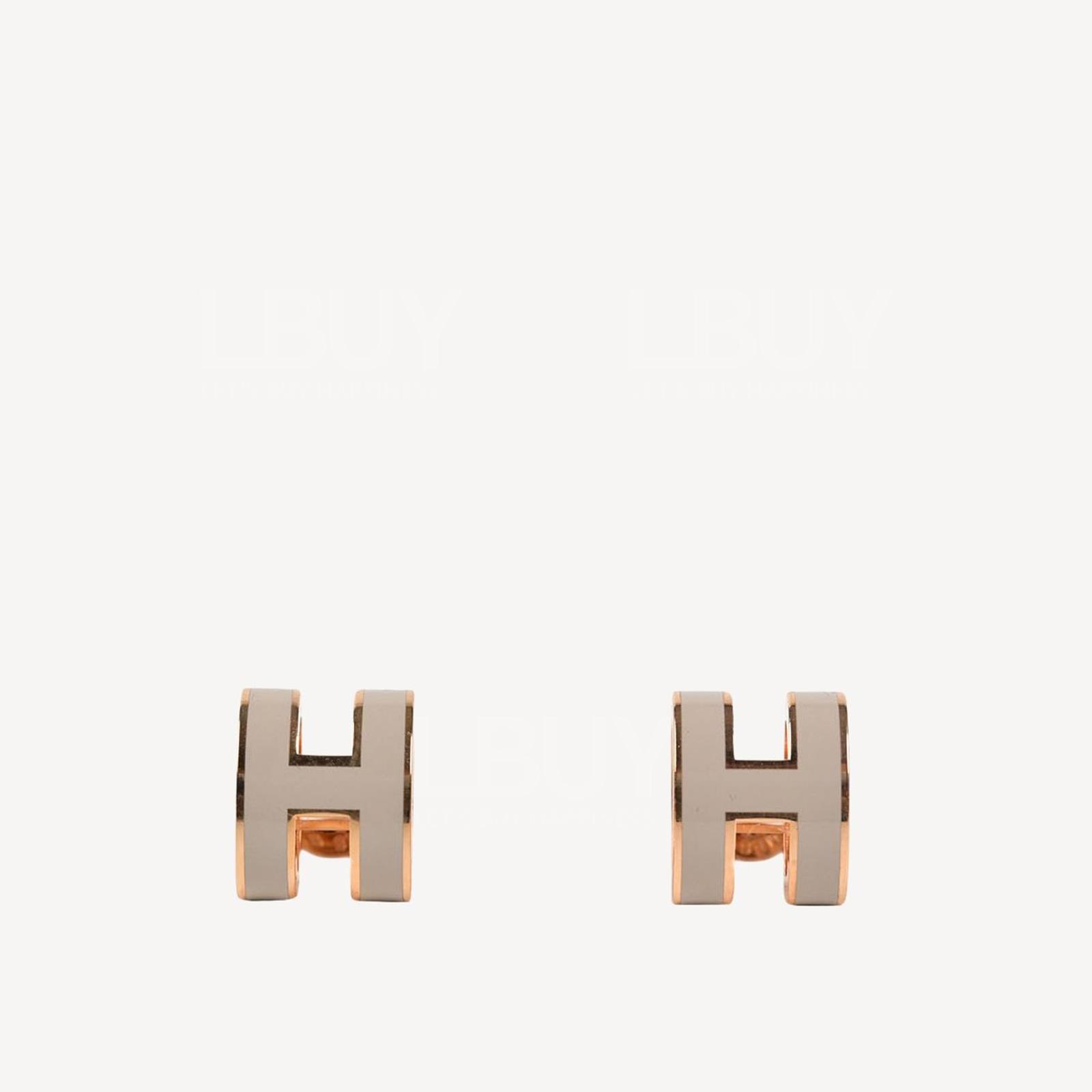 Hermes Pop H Earrings 耳环 奶茶灰配玫瑰镀金