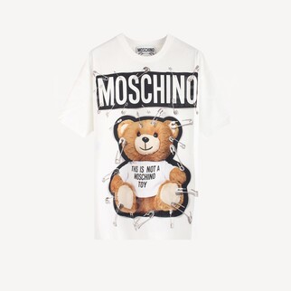 Moschino Couture 扣針泰迪熊Logo 短袖T恤 白色