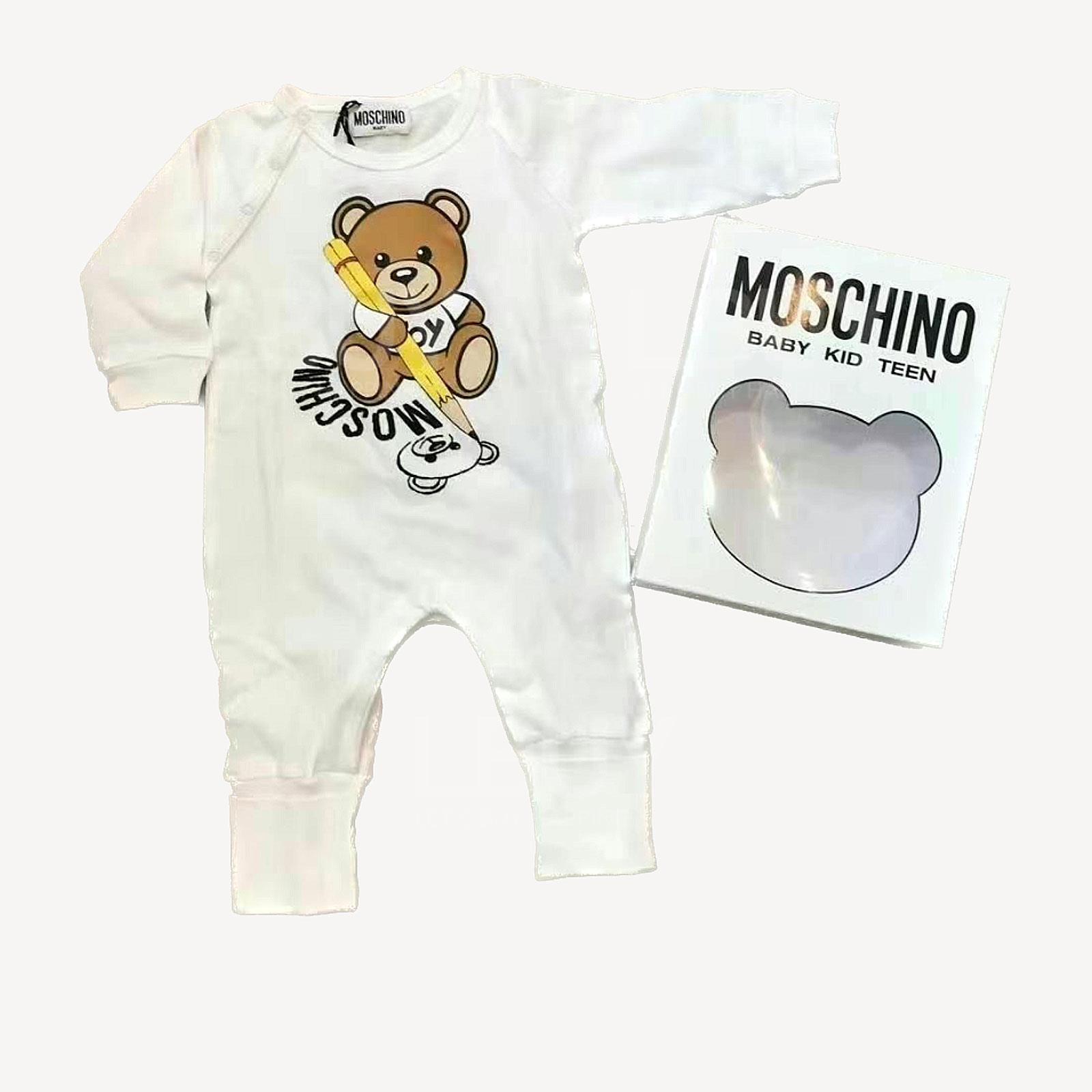 Moschino  嬰兒禮盒套裝 白色鉛筆熊仔連身衣