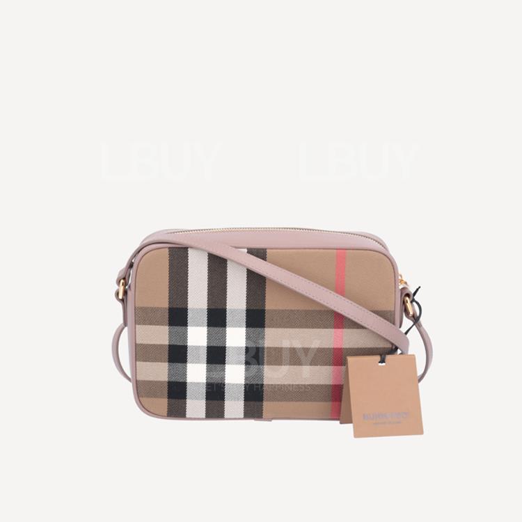 Burberry Classic Check Zipper Camera Bag Crossbody Bag Pink 80844981